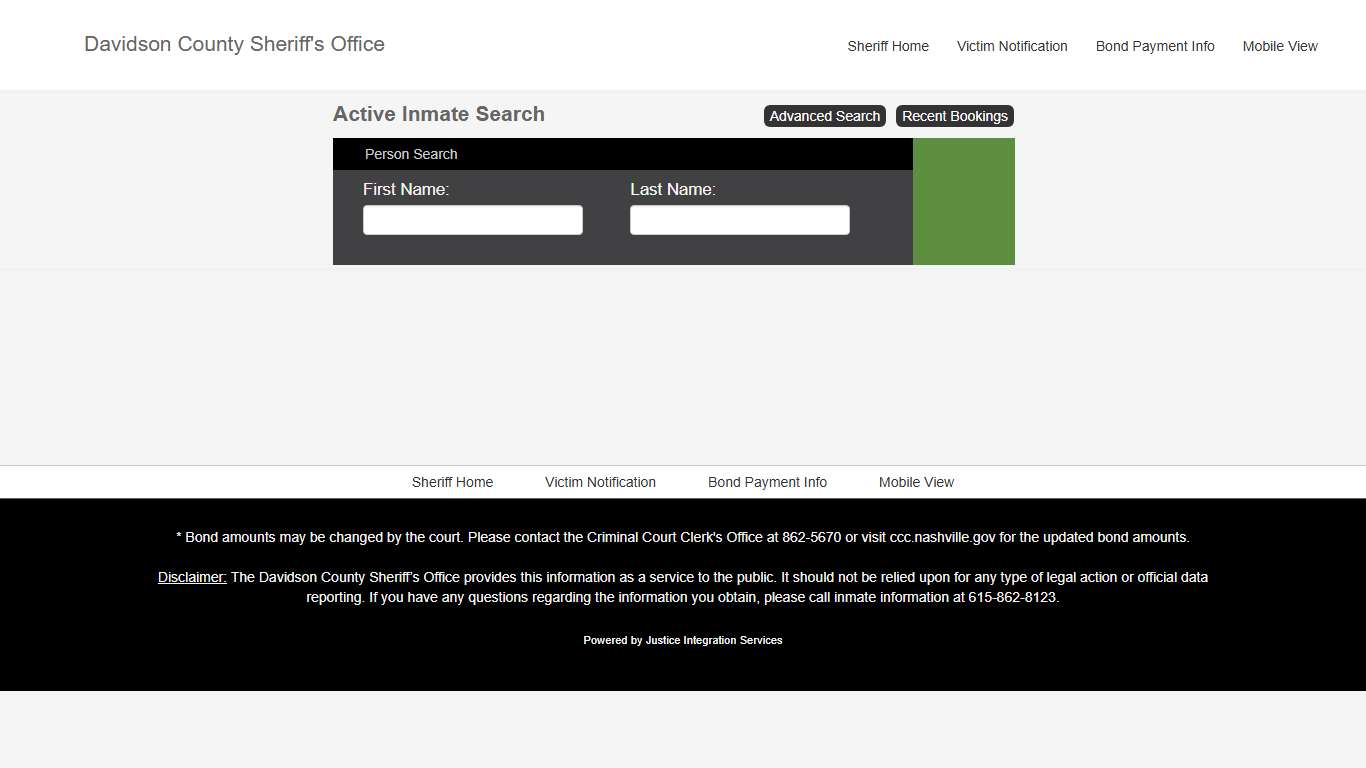 Davidson County Sheriff - Active Inmate Search